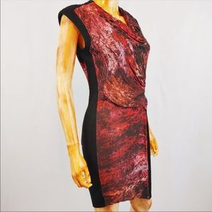 Helmut Lang Red and Black Printed Sheath Dress